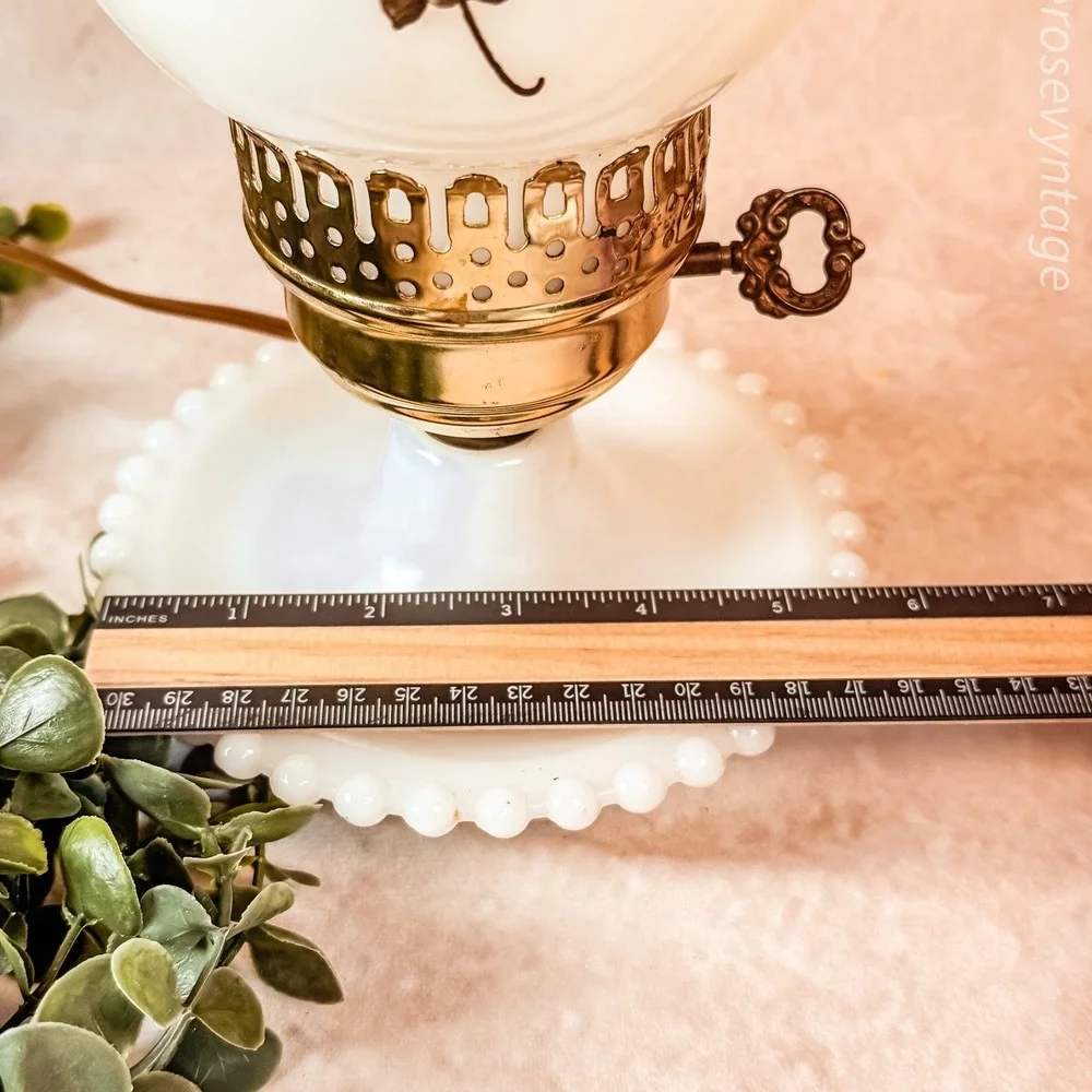 Milk Glass Lamp with Floral Details
